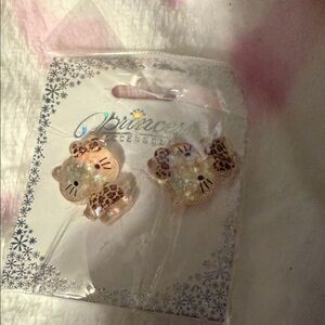 Leopard Print hello Kitty earrings